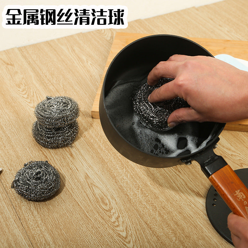 Supermarket Supply Steel Wire Ball Kitchen Cleaning Household Cleaning Ball Stainless Steel Pot Brush Dishwashing Brush Spot Drop Shipping