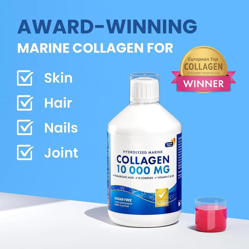 Swedish Nutra Hydrolyzed Marine Collagen Liquid Supplement 500 ml 20 Day Supply