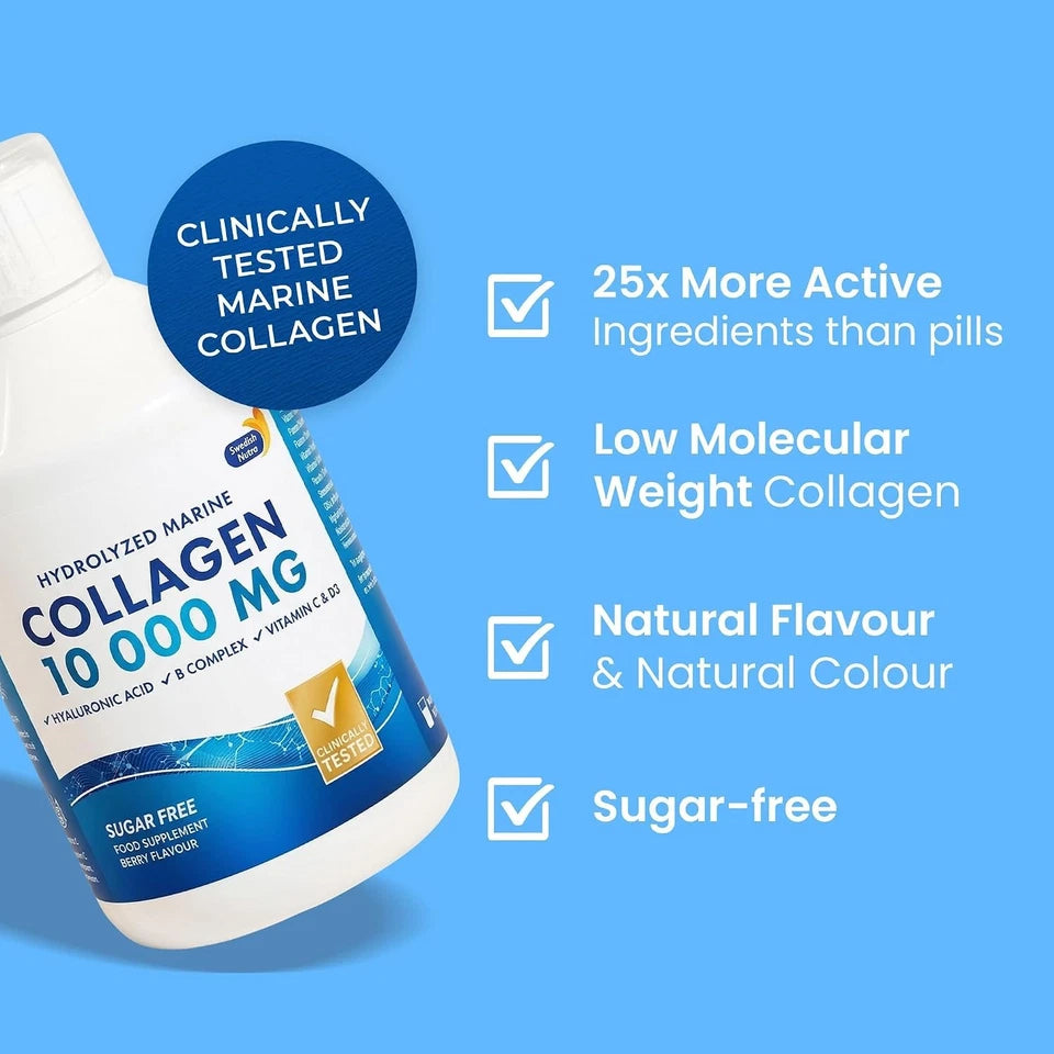 Swedish Nutra Hydrolyzed Marine Collagen Liquid Supplement 500 ml 20 Day Supply